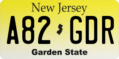 NJ license plate A82GDR