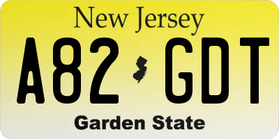 NJ license plate A82GDT