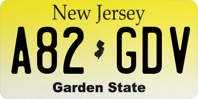NJ license plate A82GDV