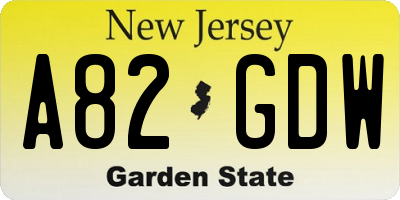 NJ license plate A82GDW