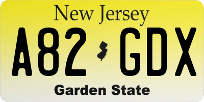 NJ license plate A82GDX