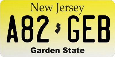 NJ license plate A82GEB