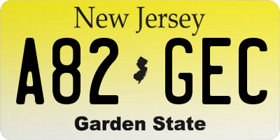 NJ license plate A82GEC