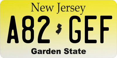 NJ license plate A82GEF