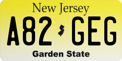 NJ license plate A82GEG