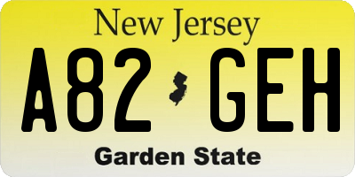 NJ license plate A82GEH