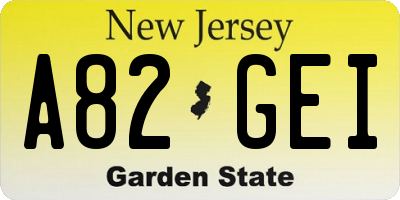 NJ license plate A82GEI