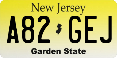 NJ license plate A82GEJ