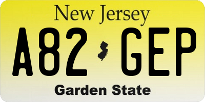 NJ license plate A82GEP