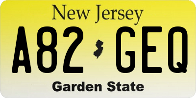 NJ license plate A82GEQ