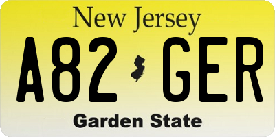 NJ license plate A82GER