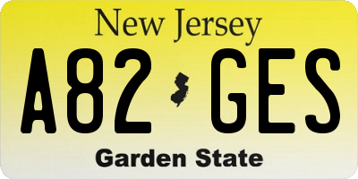 NJ license plate A82GES