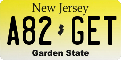 NJ license plate A82GET