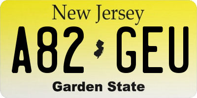 NJ license plate A82GEU