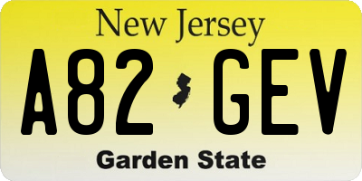 NJ license plate A82GEV