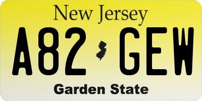 NJ license plate A82GEW