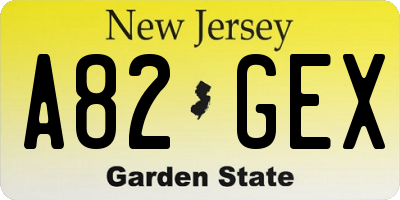 NJ license plate A82GEX