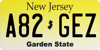 NJ license plate A82GEZ