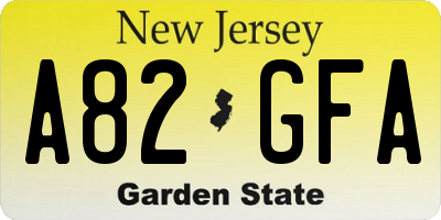 NJ license plate A82GFA