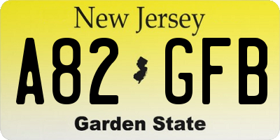 NJ license plate A82GFB