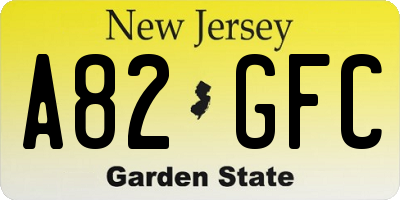 NJ license plate A82GFC