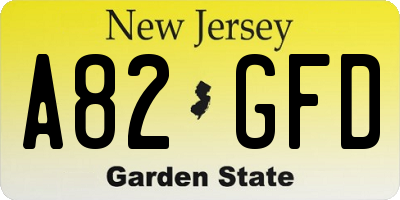 NJ license plate A82GFD