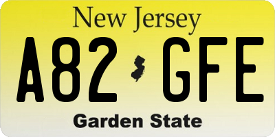 NJ license plate A82GFE