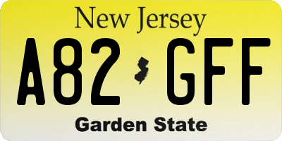 NJ license plate A82GFF