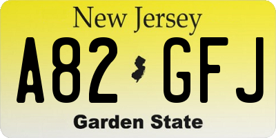NJ license plate A82GFJ