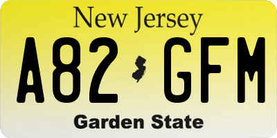 NJ license plate A82GFM