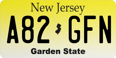 NJ license plate A82GFN
