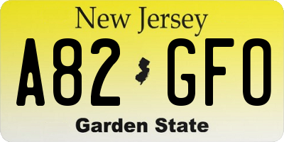 NJ license plate A82GFO