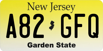 NJ license plate A82GFQ