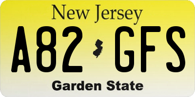 NJ license plate A82GFS