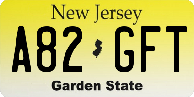 NJ license plate A82GFT