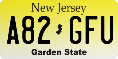 NJ license plate A82GFU