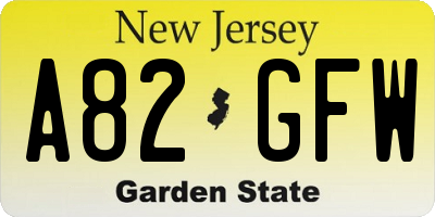 NJ license plate A82GFW