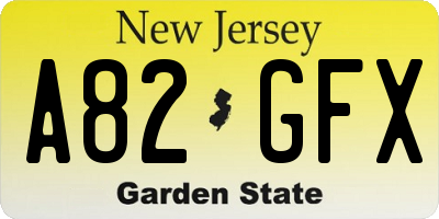 NJ license plate A82GFX