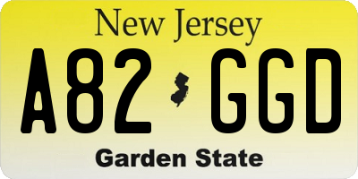 NJ license plate A82GGD