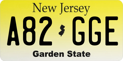 NJ license plate A82GGE