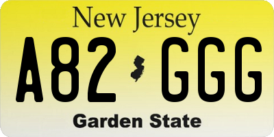 NJ license plate A82GGG