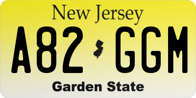 NJ license plate A82GGM