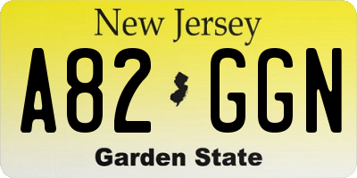 NJ license plate A82GGN