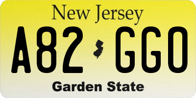 NJ license plate A82GGO