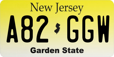 NJ license plate A82GGW