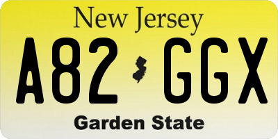 NJ license plate A82GGX