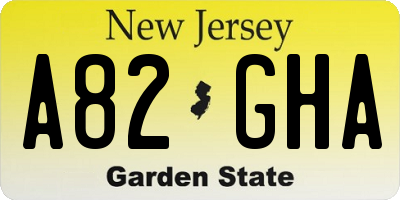 NJ license plate A82GHA