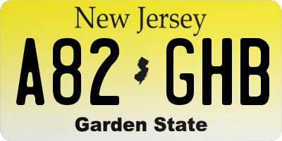 NJ license plate A82GHB