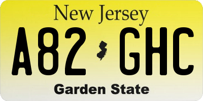 NJ license plate A82GHC