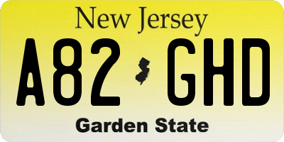 NJ license plate A82GHD